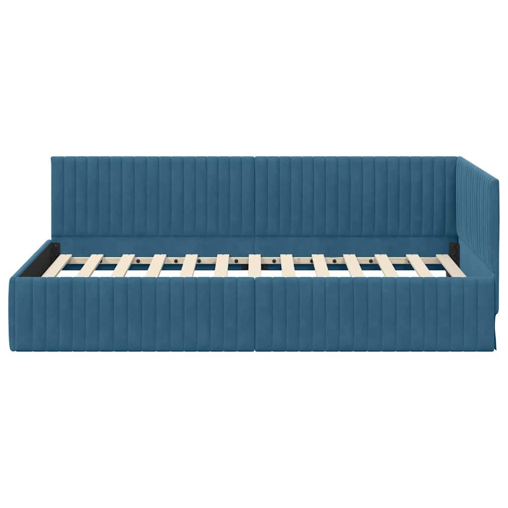Sarokágy keret fejtámlával Kék 100 cm x 200 cm Bársony