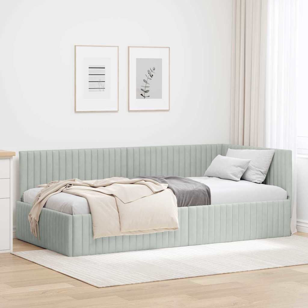 Sarokágy keret Világosszürke 100 cm x 200 cm Bársony