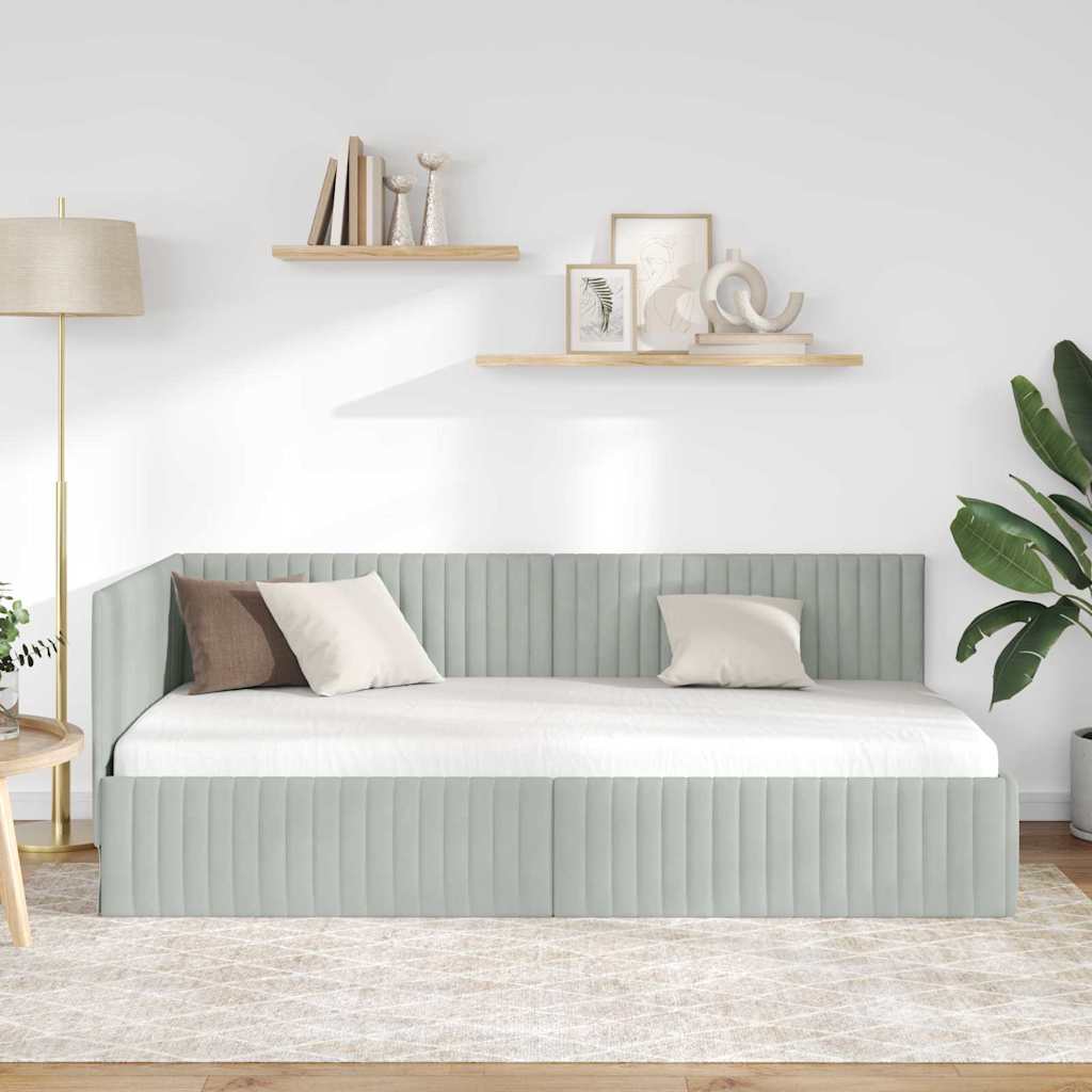 Sarokágy keret Világosszürke 100 cm x 200 cm Bársony