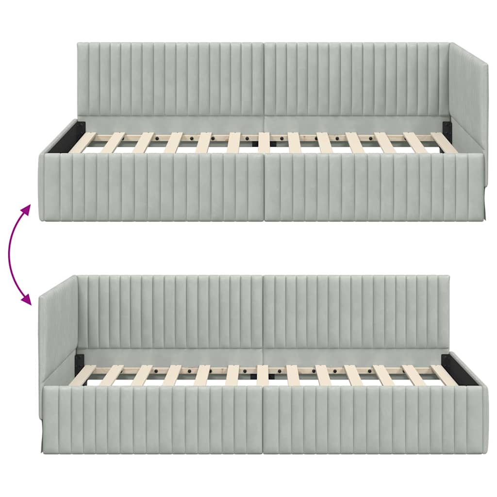 Sarokágy keret Világosszürke 100 cm x 200 cm Bársony