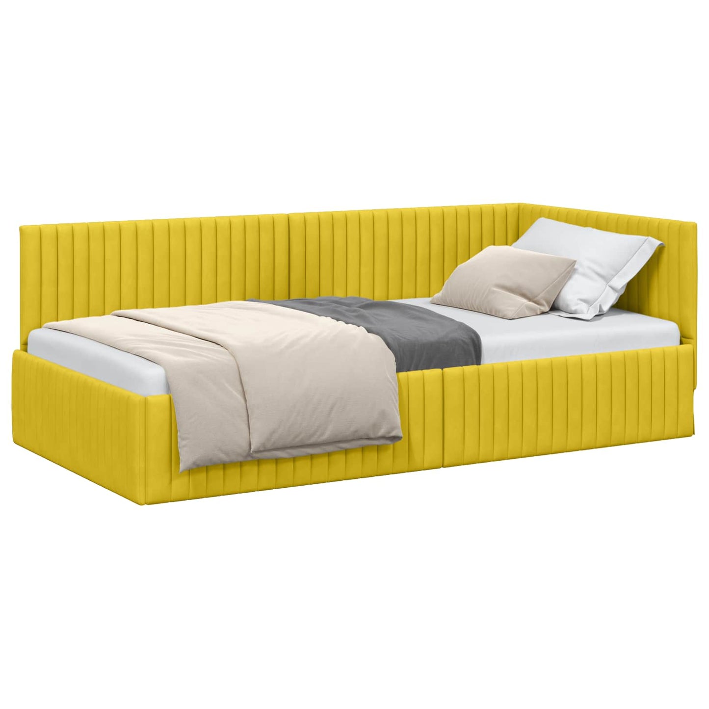 Sarokágy keret fejtámlával Sárga 100 cm x 200 cm Bársony
