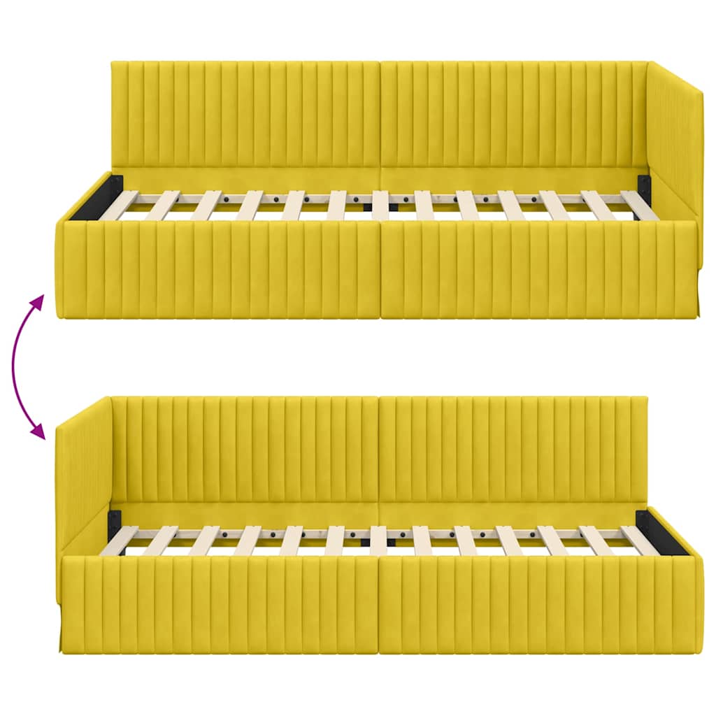 Sarokágy keret fejtámlával Sárga 100 cm x 200 cm Bársony