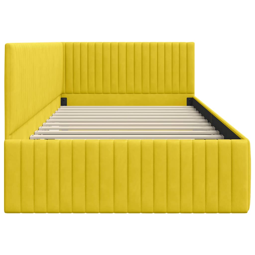Sarokágy keret fejtámlával Sárga 100 cm x 200 cm Bársony