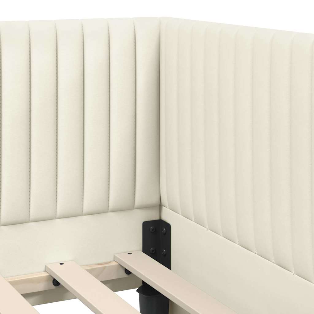 Sarokágy keret fejtámlával Krém 100 cm x 200 cm Bársony