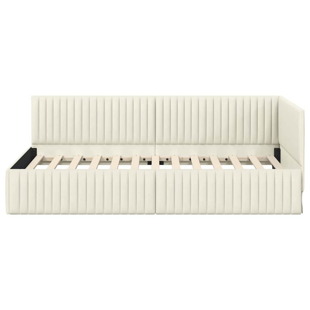 Sarokágy keret fejtámlával Krém 100 cm x 200 cm Bársony