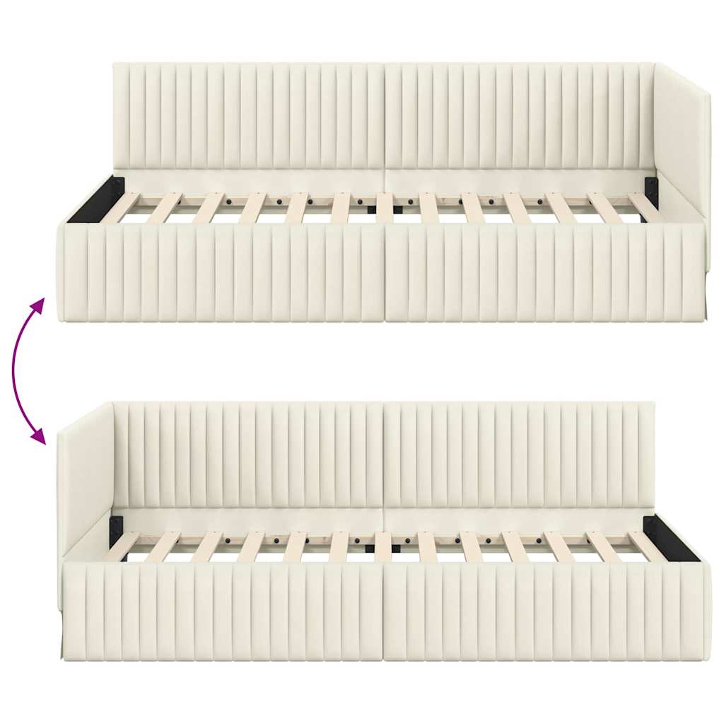 Sarokágy keret fejtámlával Krém 100 cm x 200 cm Bársony