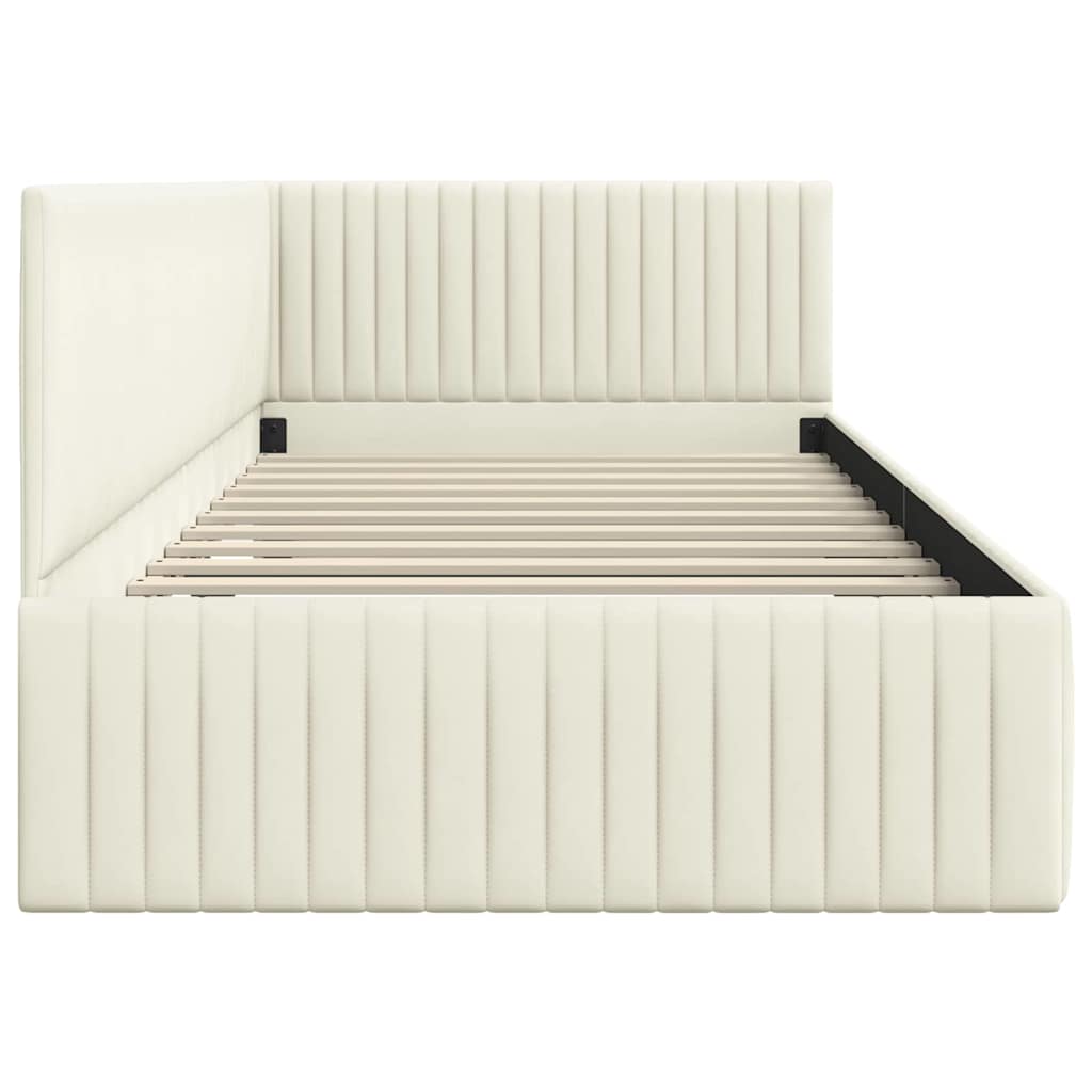 Sarokágy keret fejtámlával Krém 100 cm x 200 cm Bársony