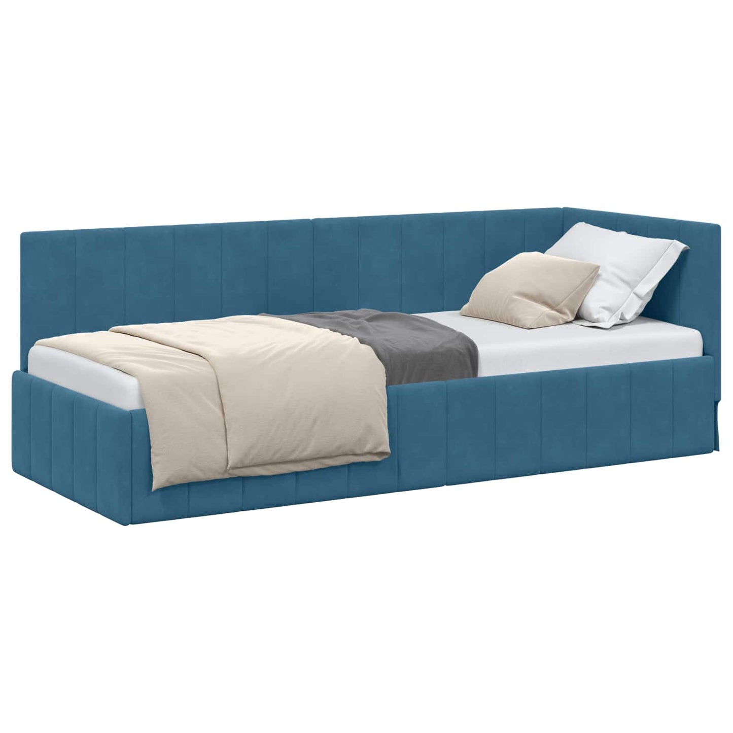 Sarokágy keret fejtámlával Kék 80 cm x 200 cm Bársony
