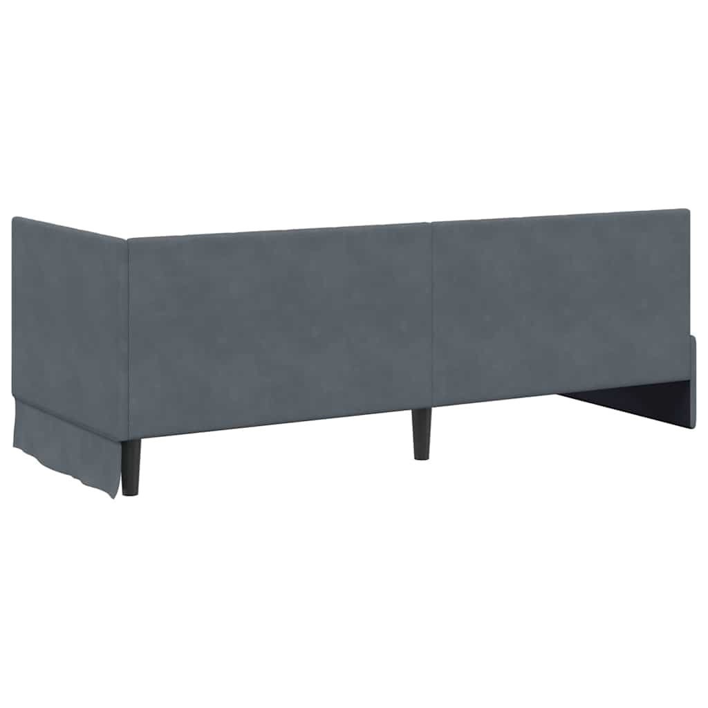 Sarokágy keret fejtámlával Sötétszürke 80 cm x 200 cm Bársony