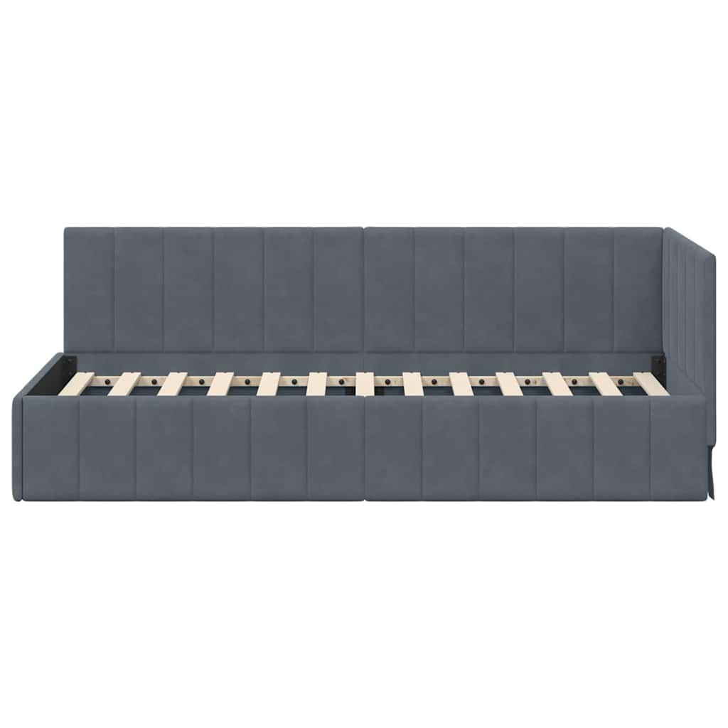 Sarokágy keret fejtámlával Sötétszürke 80 cm x 200 cm Bársony