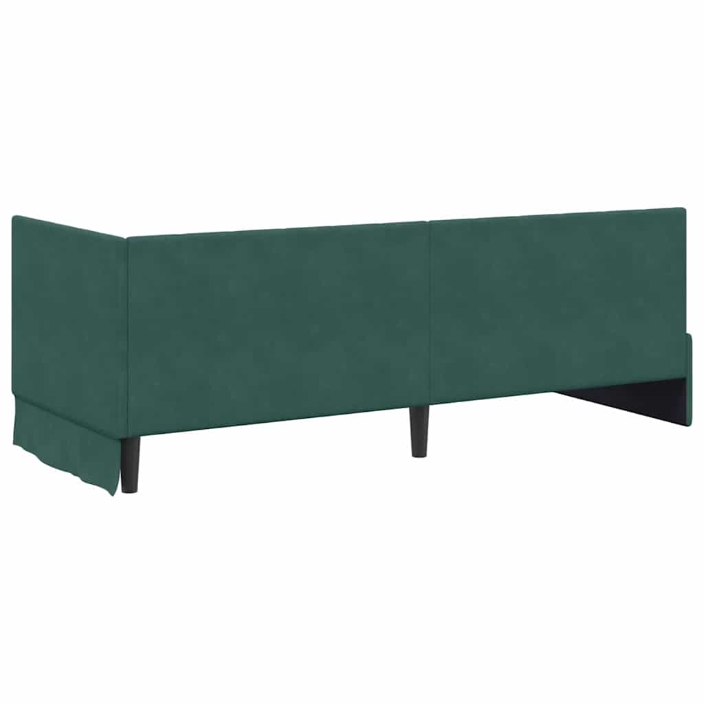 Sarokágy keret fejtámlával Sötétzöld 80 cm x 200 cm Bársony