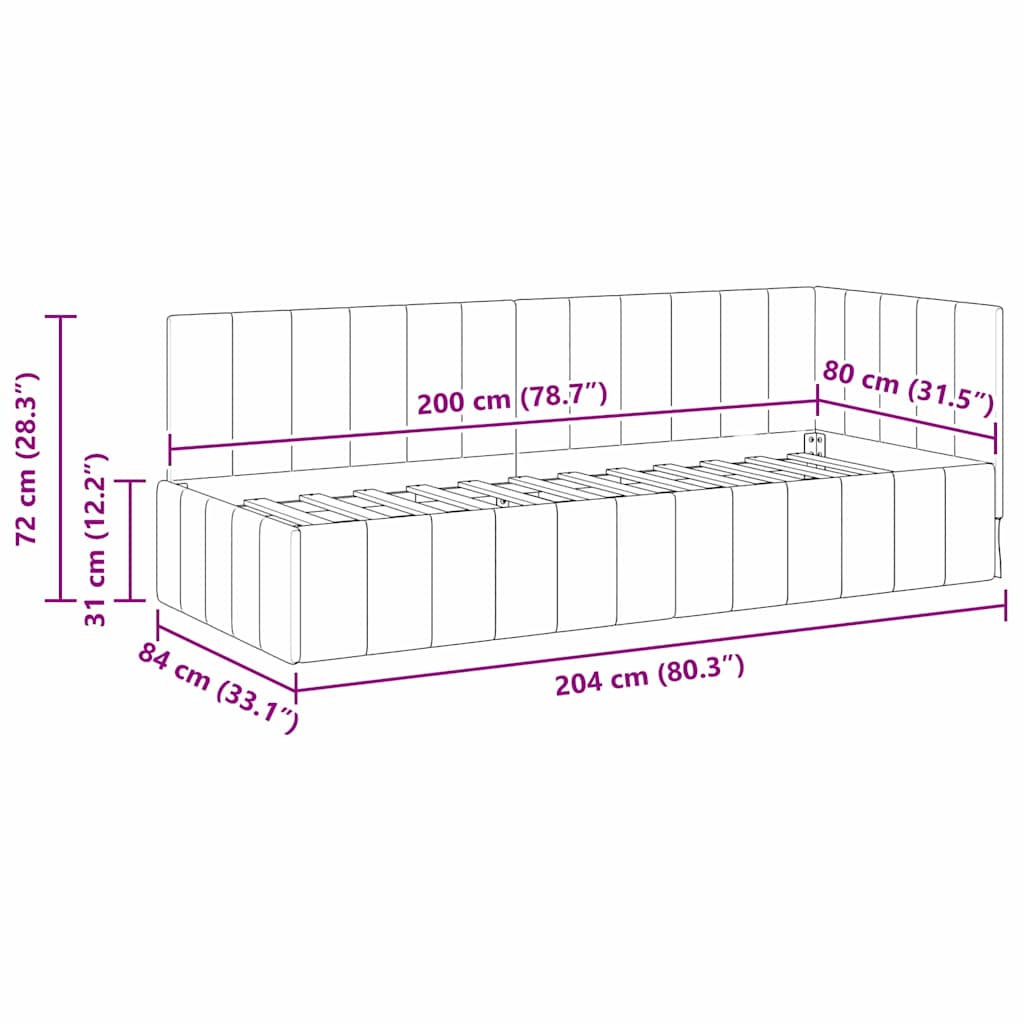 Sarokágy keret fejtámlával Sötétzöld 80 cm x 200 cm Bársony