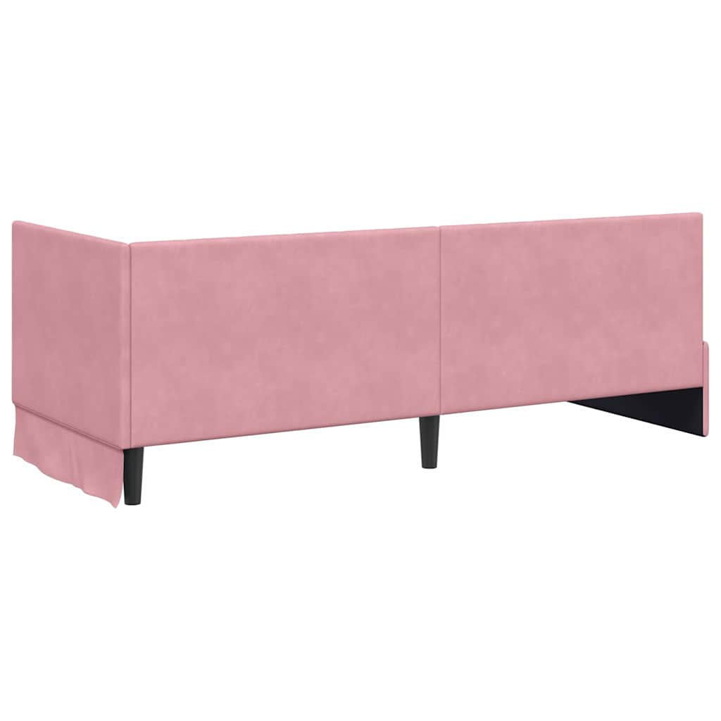 Sarokágy keret fejtámlával Rózsaszín 80 cm x 200 cm Bársony