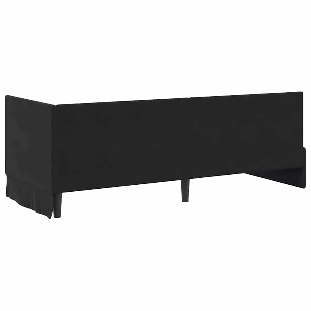Sarokágy keret fejtámlával Fekete 80 cm x 200 cm Bársony