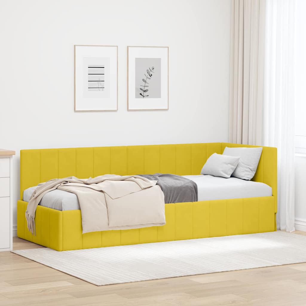 Sarokágy keret fejtámlával Sárga 80 cm x 200 cm Bársony