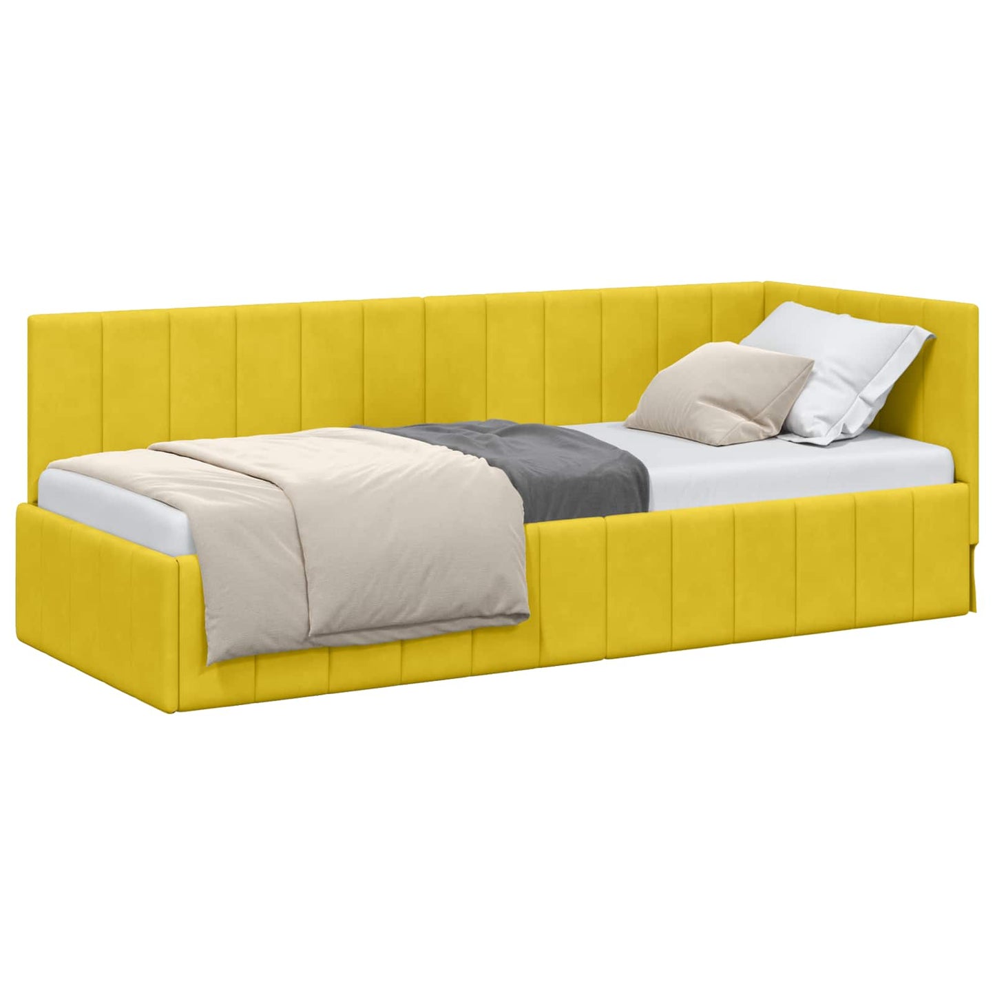 Sarokágy keret fejtámlával Sárga 80 cm x 200 cm Bársony