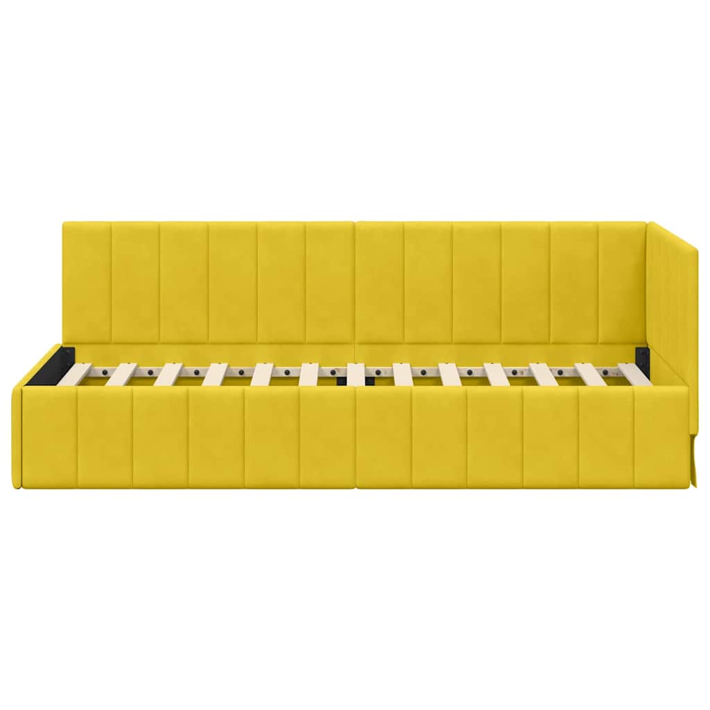 Sarokágy keret fejtámlával Sárga 80 cm x 200 cm Bársony