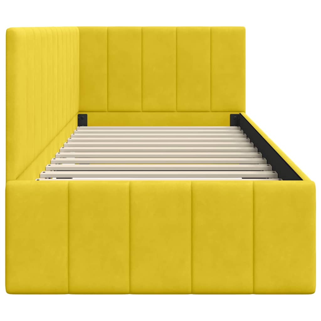 Sarokágy keret fejtámlával Sárga 80 cm x 200 cm Bársony