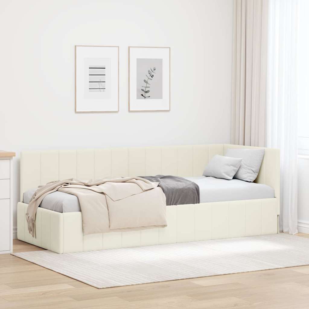 Sarokágy keret fejtámlával Krém 80 cm x 200 cm Bársony