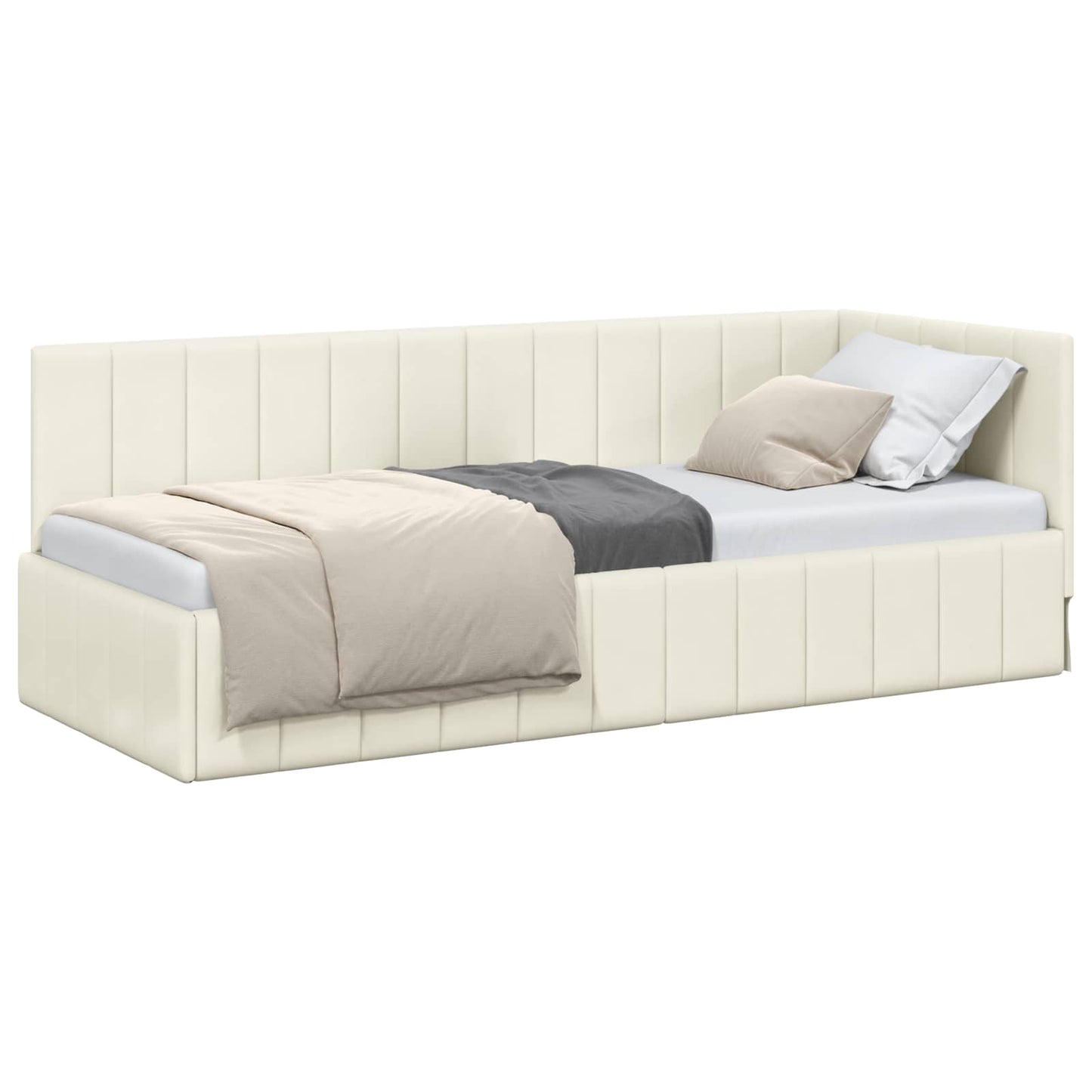Sarokágy keret fejtámlával Krém 80 cm x 200 cm Bársony