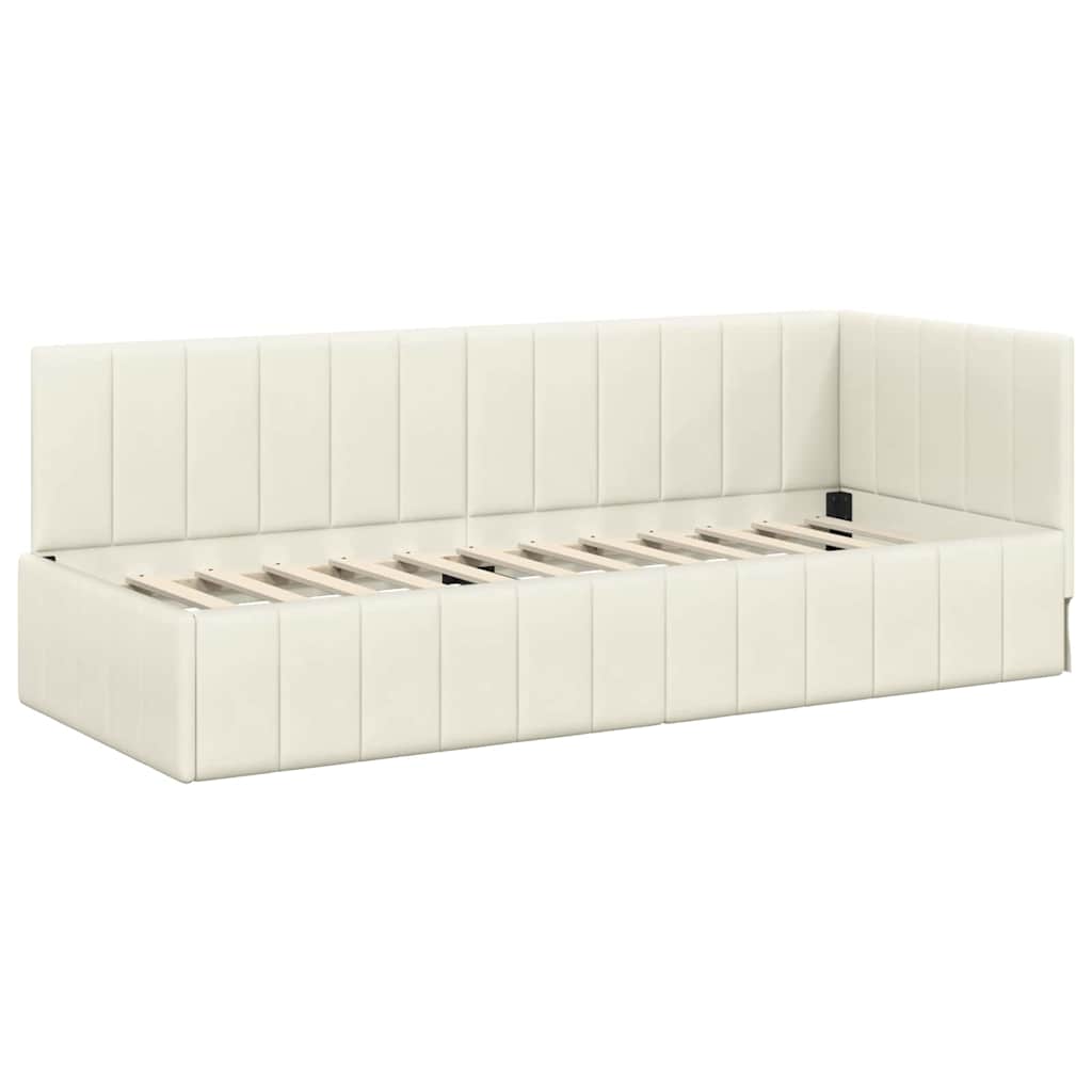 Sarokágy keret fejtámlával Krém 80 cm x 200 cm Bársony