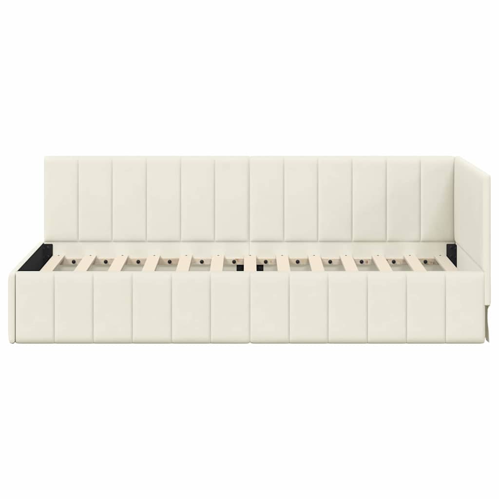 Sarokágy keret fejtámlával Krém 80 cm x 200 cm Bársony
