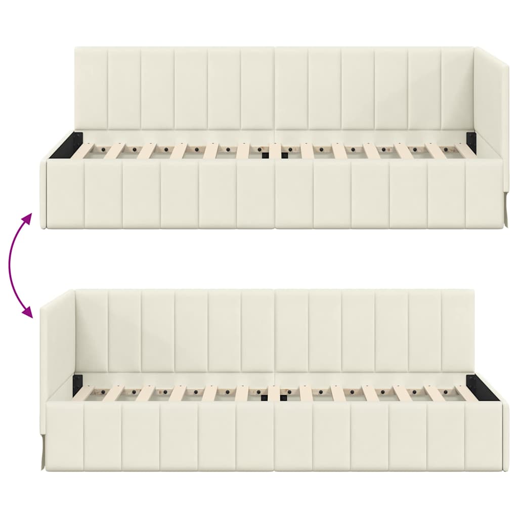 Sarokágy keret fejtámlával Krém 80 cm x 200 cm Bársony