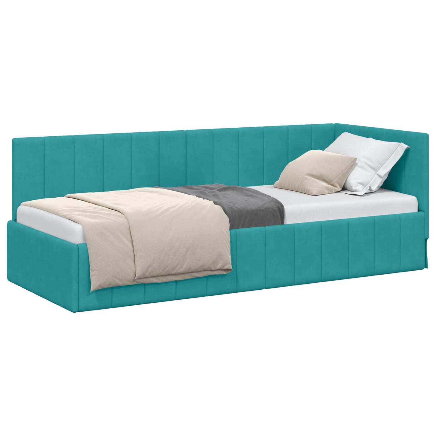 Sarokágy keret fejtámlával Türkiz 80 cm x 200 cm Bársony