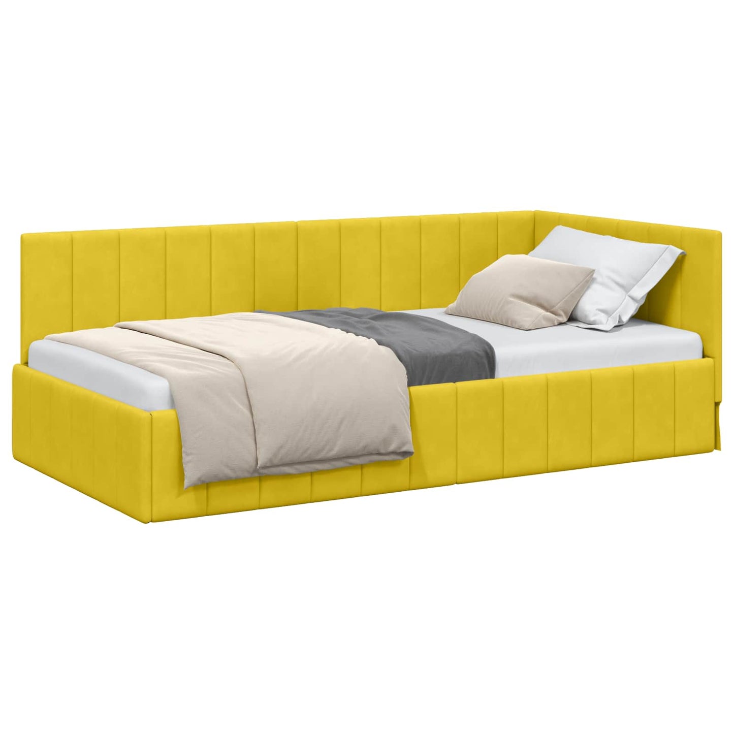 Sarokágy keret fejtámlával Sárga 90 cm x 190 cm Bársony
