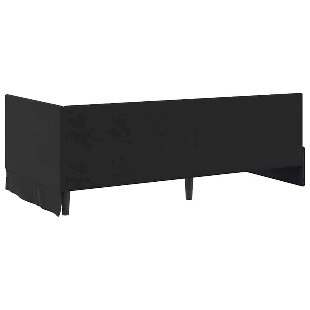 Sarokágy keret fejtámlával Fekete 90 cm x 200 cm Bársony