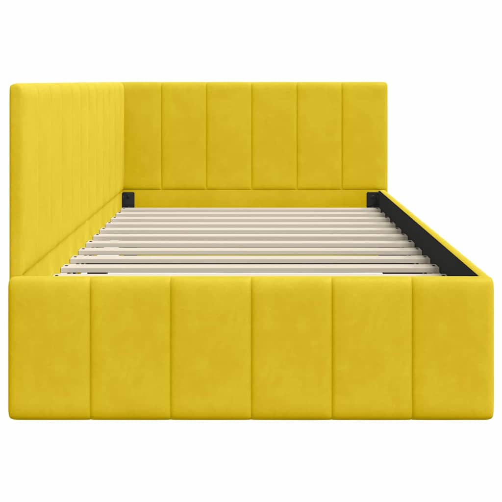 Sarokágy keret fejtámlával Sárga 90 cm x 200 cm Bársony