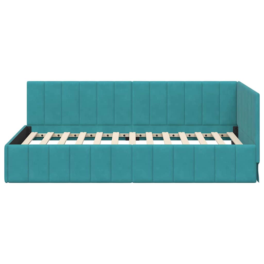 Sarokágy keret fejtámlával Türkiz 90 cm x 200 cm Bársony