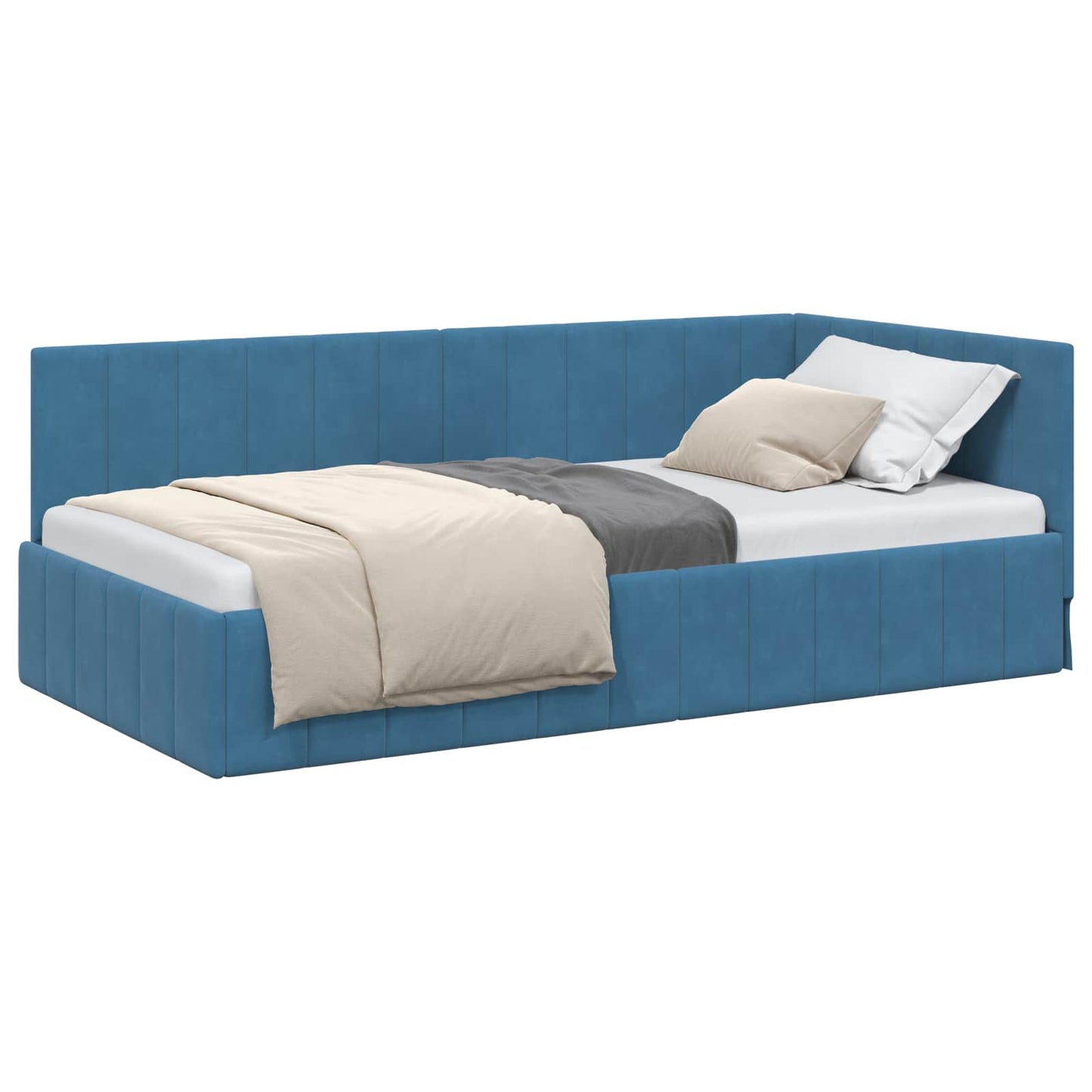 Sarokágy keret fejtámlával Kék 100 cm x 200 cm Bársony