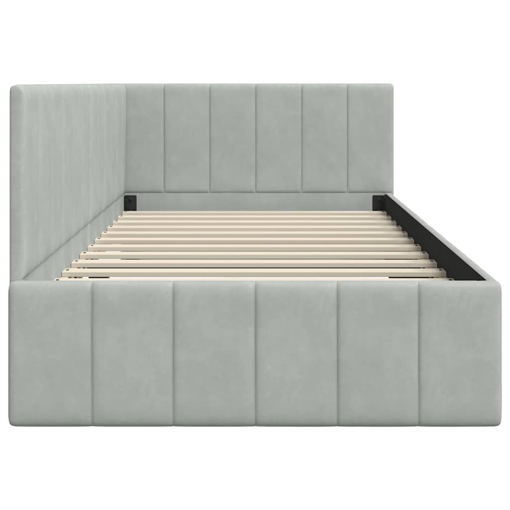 Sarokágy keret Világosszürke 100 cm x 200 cm Bársony