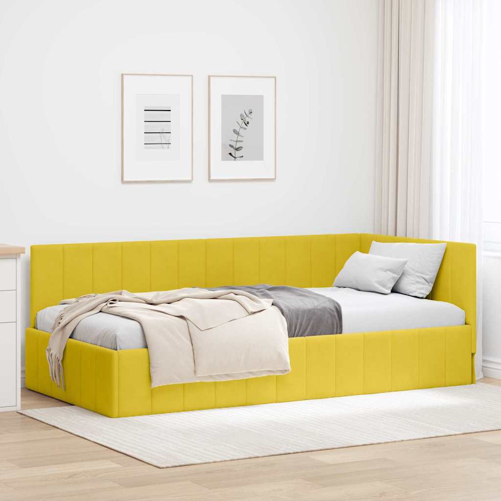 Sarokágy keret fejtámlával Sárga 100 cm x 200 cm Bársony
