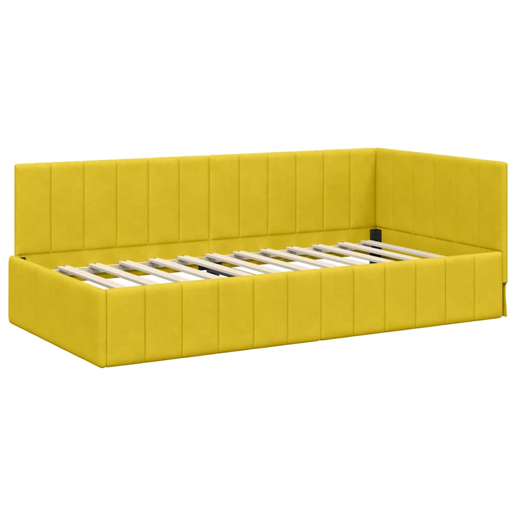 Sarokágy keret fejtámlával Sárga 100 cm x 200 cm Bársony