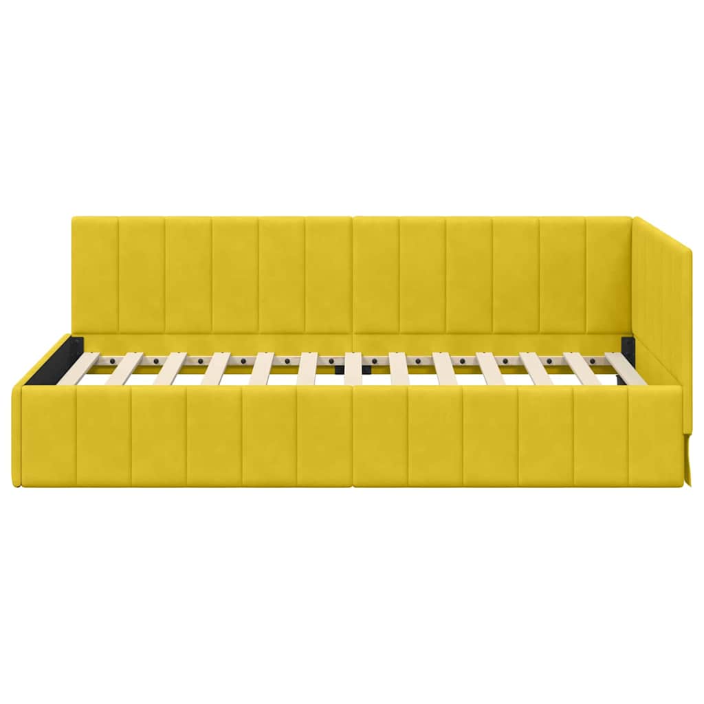 Sarokágy keret fejtámlával Sárga 100 cm x 200 cm Bársony