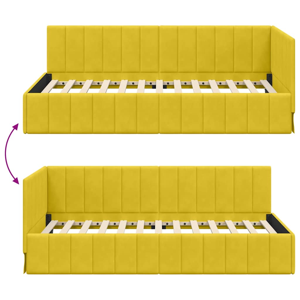 Sarokágy keret fejtámlával Sárga 100 cm x 200 cm Bársony