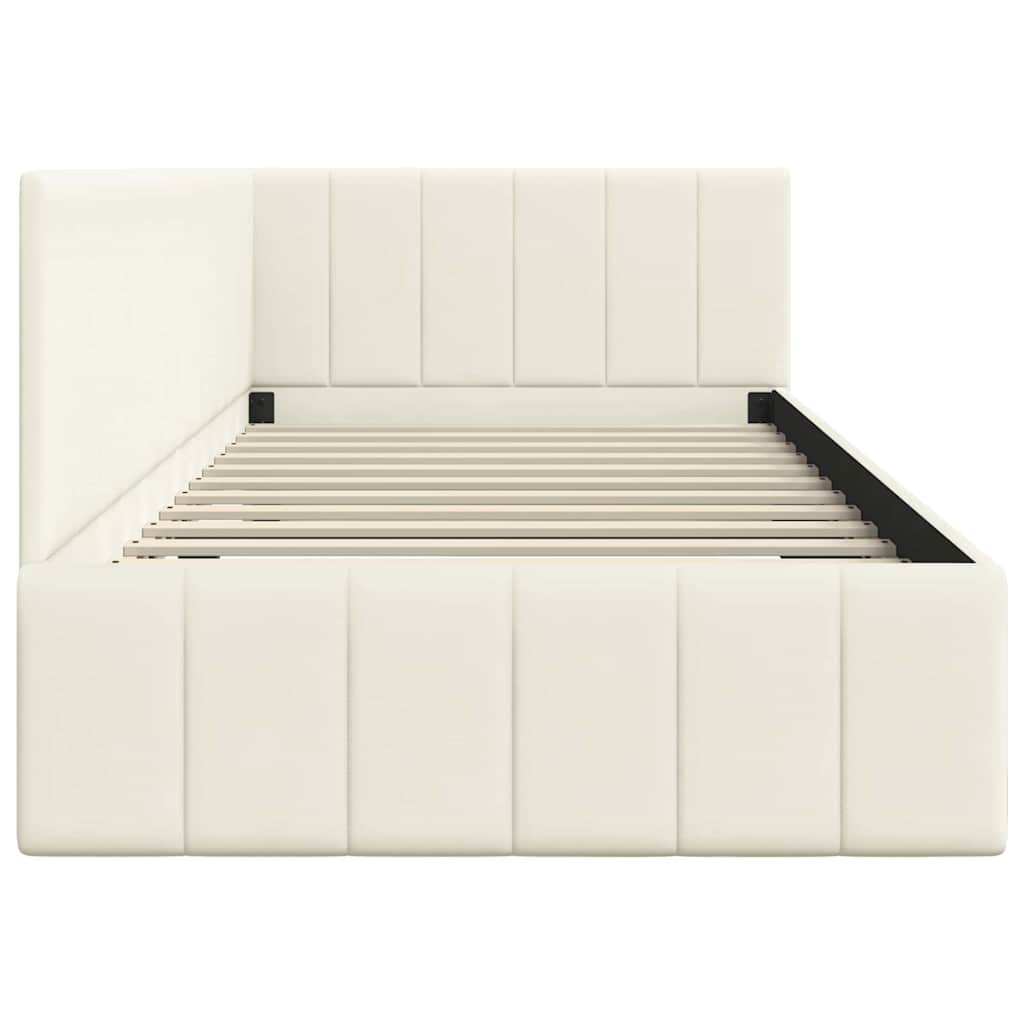 Sarokágy keret fejtámlával Krém 100 cm x 200 cm Bársony