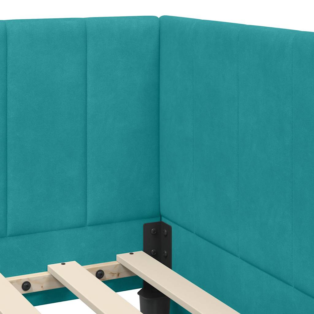 Sarokágy keret fejtámlával Türkiz 100 cm x 200 cm Bársony