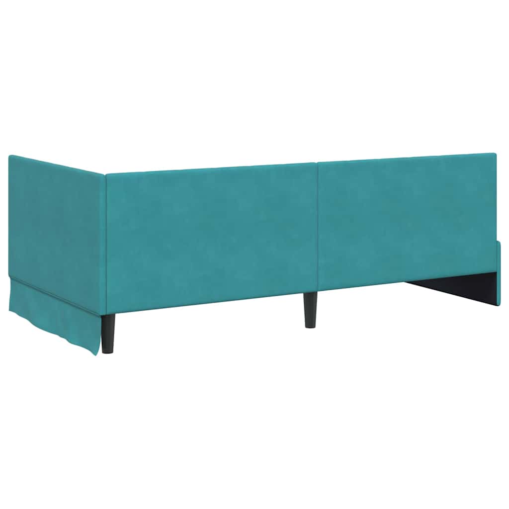 Sarokágy keret fejtámlával Türkiz 100 cm x 200 cm Bársony
