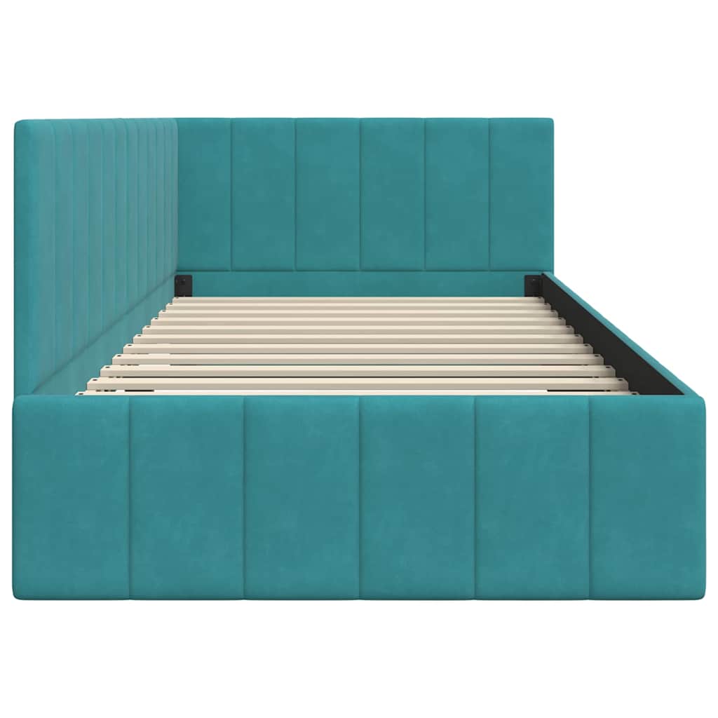 Sarokágy keret fejtámlával Türkiz 100 cm x 200 cm Bársony
