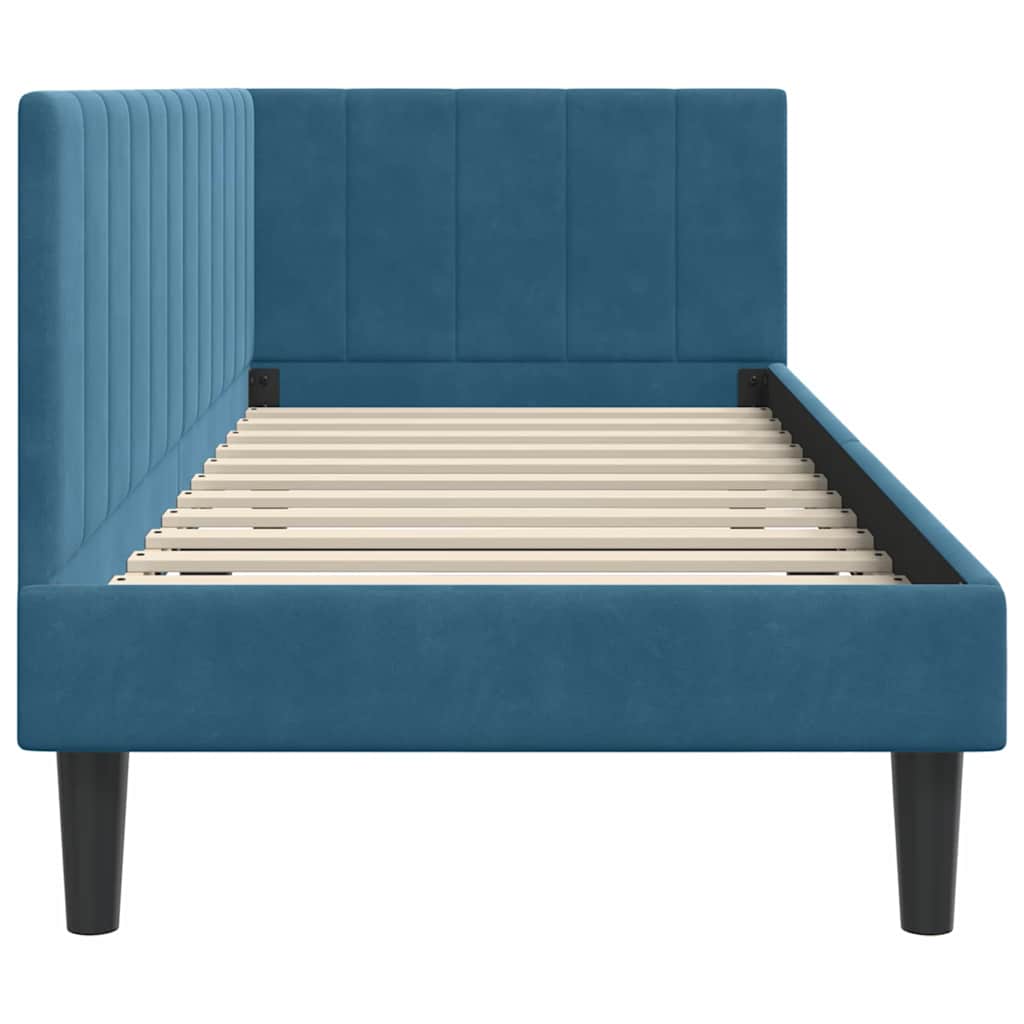 Sarokágy keret fejtámlával Kék 80 cm x 200 cm Bársony