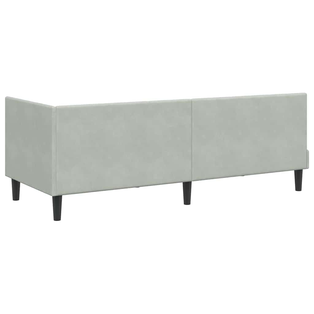 Sarokágy keret fejtámlával Világosszürke 80 cm x 200 cm Bársony
