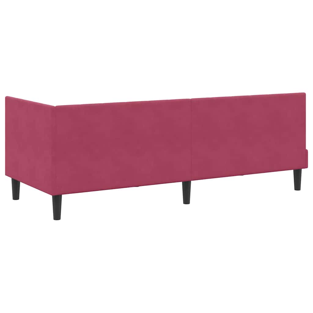 Sarokágy keret fejtámlával Bordó 80 cm x 200 cm Bársony