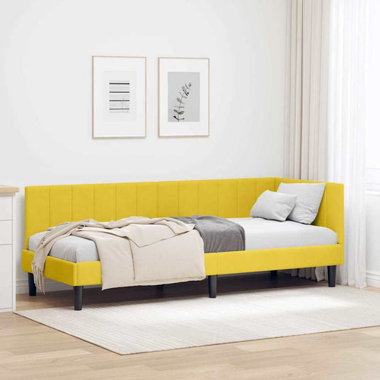 Sarokágy keret fejtámlával Sárga 80 cm x 200 cm Bársony