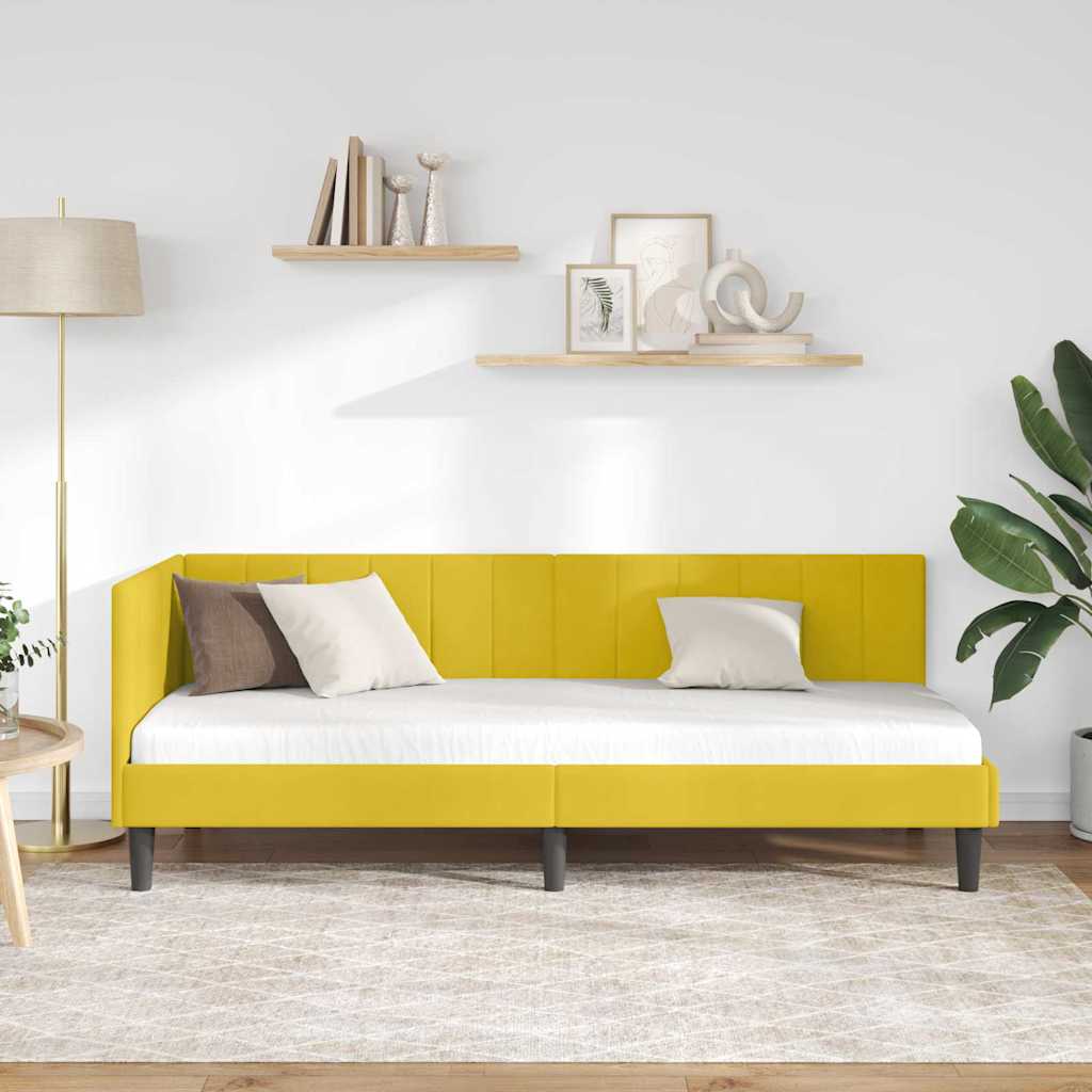 Sarokágy keret fejtámlával Sárga 80 cm x 200 cm Bársony