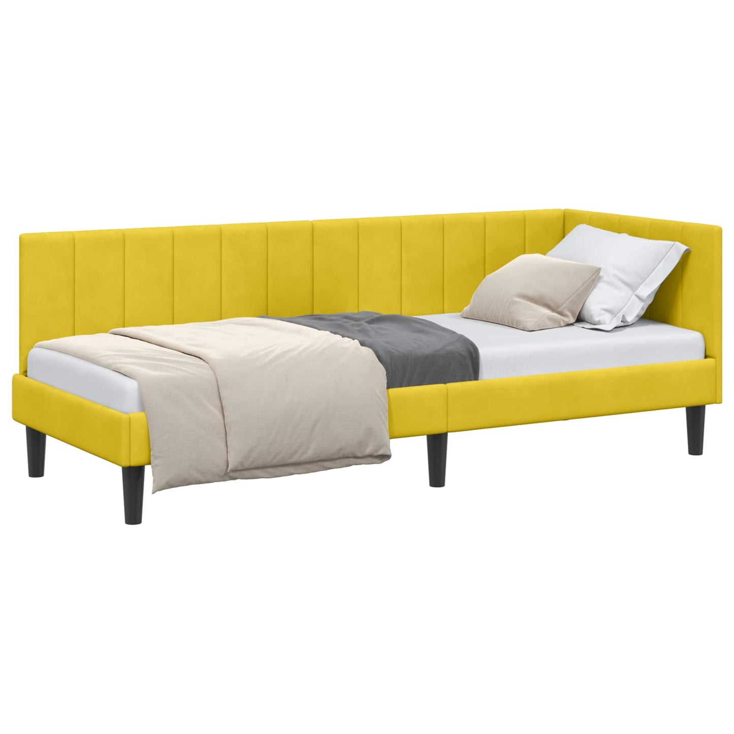 Sarokágy keret fejtámlával Sárga 80 cm x 200 cm Bársony