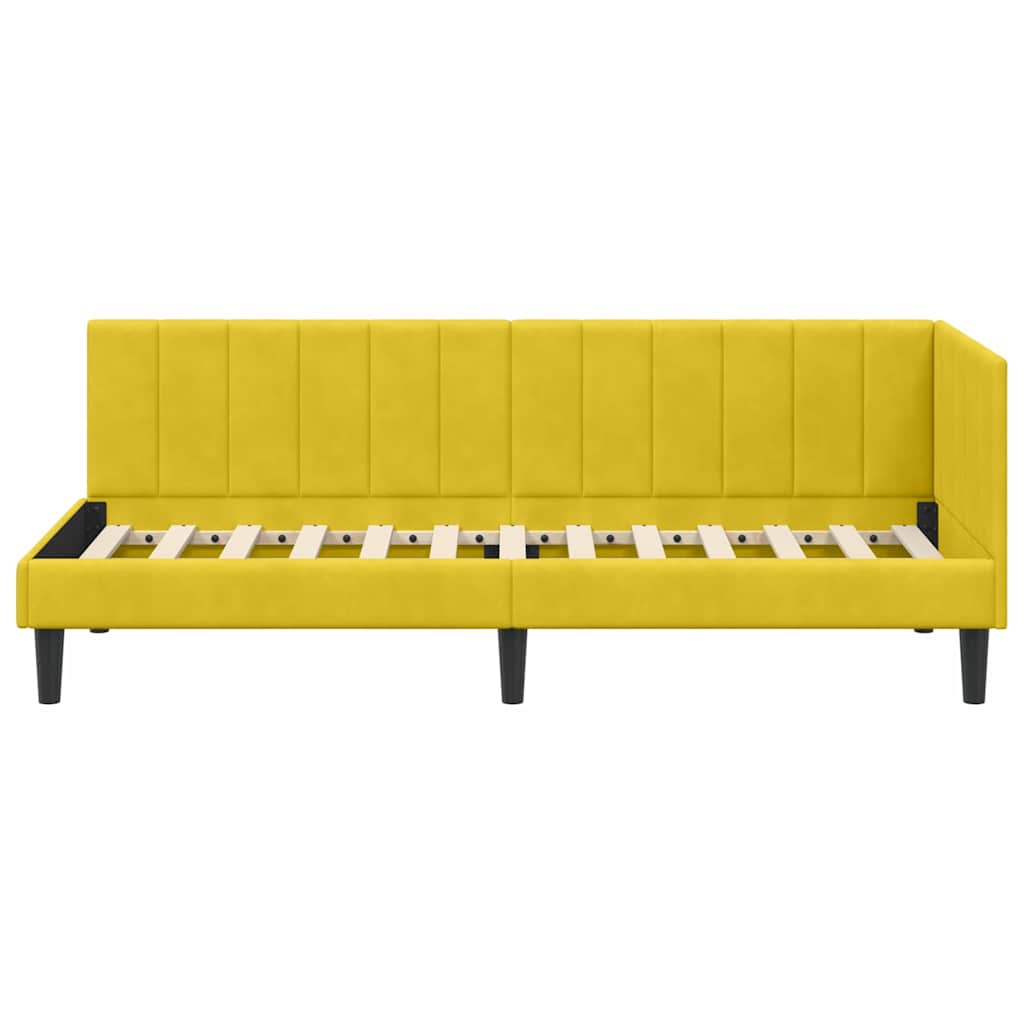 Sarokágy keret fejtámlával Sárga 80 cm x 200 cm Bársony