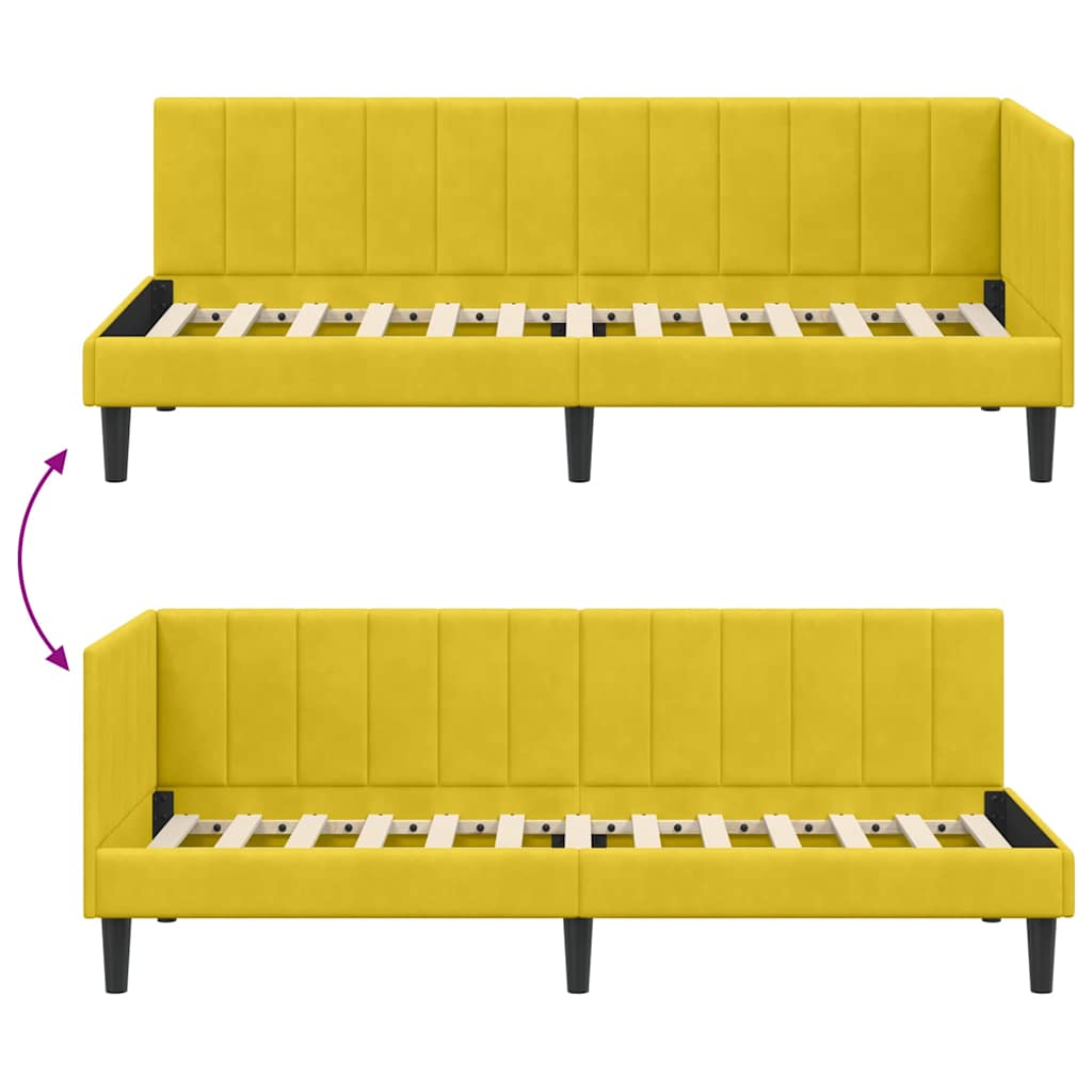 Sarokágy keret fejtámlával Sárga 80 cm x 200 cm Bársony